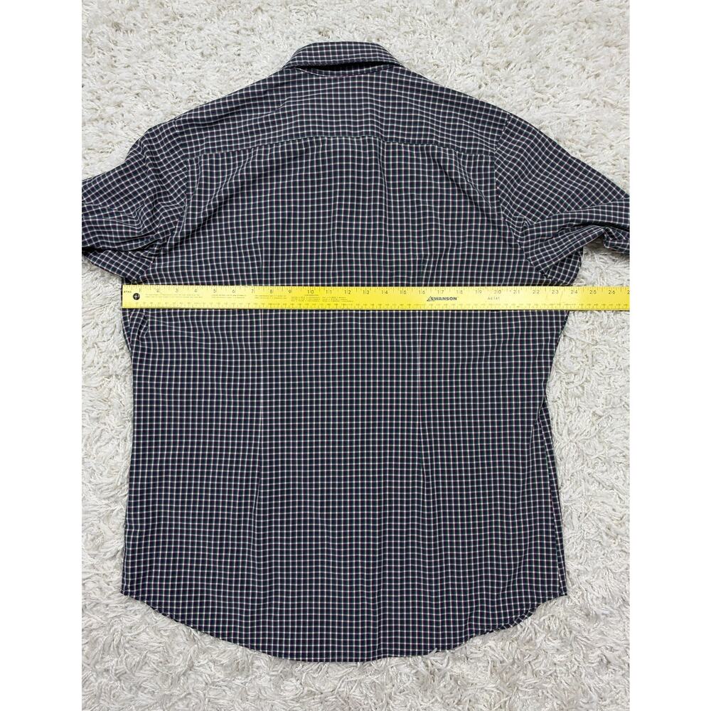 Mizzen+Main Leeward Dress Shirt Mens Large Standard Fit Navy Plaid Check Stretch - Picture 10 of 11